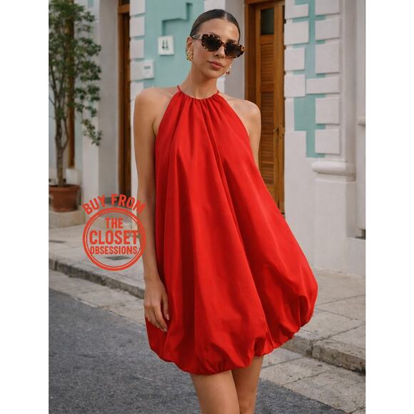 RARE!!! ZARA BLOGGER FAVE!!! Red Halter Neck Short Dress NWT